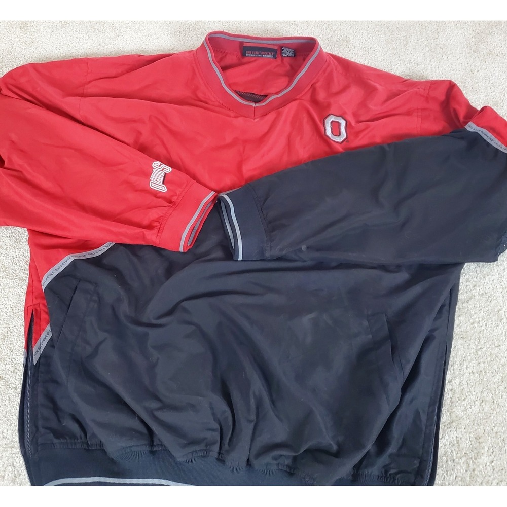 Ohio State Buckeyes Men's Pullover Windbreaker SZ 3XL Red Black Logo Long Sleeve